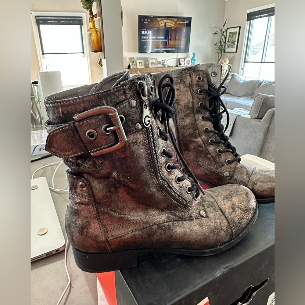 G by Guess metallic black boots